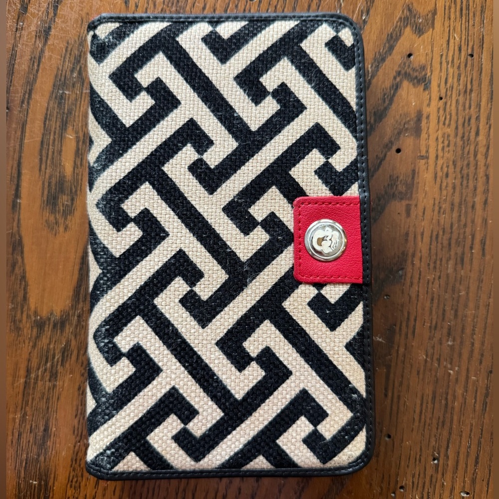 SPARTINA 449 Daufuskie Island ELLIS Square Snap Wallet Leather & Linen Travel